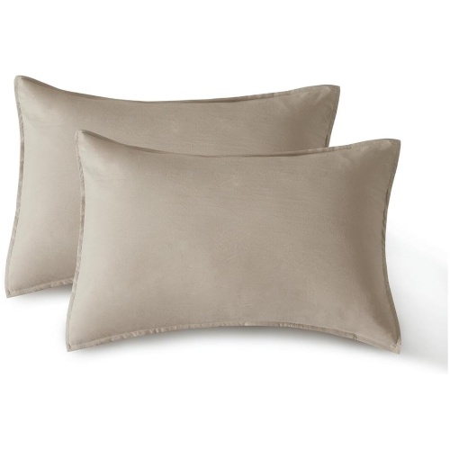 Vintage Washed Microfibre Standard Pillowcases - Set of 2 Luxurious Standard Pillow Covers - Linen
