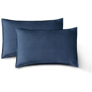 Vintage Washed Microfibre Standard Pillowcases - Set of 2 Luxurious Standard Pillow Covers - Navy