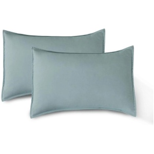 Vintage Washed Microfibre Standard Pillowcases - Set of 2 Luxurious Standard Pillow Covers - Seafoam