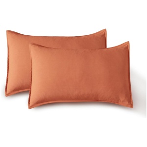 Vintage Washed Microfibre Standard Pillowcases - Set of 2 Luxurious Standard Pillow Covers - Terracotta
