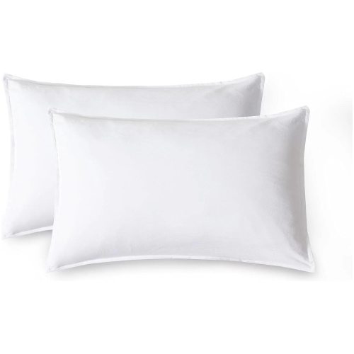 Vintage Washed Microfibre Standard Pillowcases - Set of 2 Luxurious Standard Pillow Covers - White