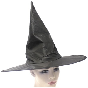WITCH HAT Plain Black Halloween Costume Fancy Dress Womens Accessory Wizard