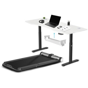 WalkingPad MC21 with Dual Motor Automatic Standing Desk 180cm in White/Black and Cable Management