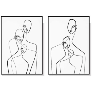 Wall Art 100cmx150cm Abstract Figures 2 Sets Black Frame Canvas