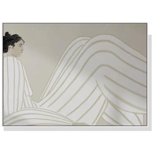 Wall Art 100cmx150cm Abstract Lady White Frame Canvas