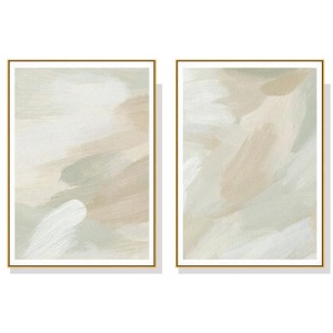 Wall Art 100cmx150cm Beige and Sage Green 2 Sets Gold Frame Canvas