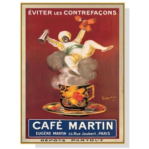 Wall Art 100cmx150cm Cafe Martin Gold Frame Canvas