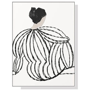 Wall Art 100cmx150cm Modern Lady White Frame Canvas