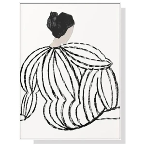 Wall Art 100cmx150cm Modern Lady White Frame Canvas