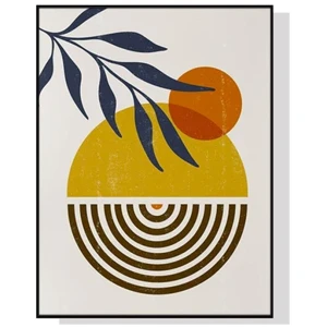Wall Art 100cmx150cm Sun and Moon Black Frame Canvas