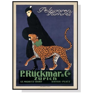 Wall Art 100cmx150cm Woman Walking Leopard Vintage Black Frame Canvas