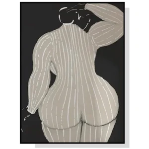 Wall Art 40cmx60cm Mid Century Lady Black Frame Canvas