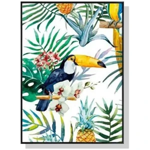 Wall Art 40cmx60cm Toucan plants Black Frame Canvas