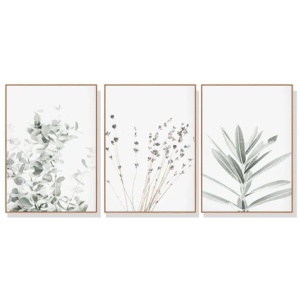 Wall Art 80cmx120cm Lavender Eucalyptus 3 Sets Wood Frame Canvas