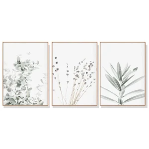 Wall Art 80cmx120cm Lavender Eucalyptus 3 Sets Wood Frame Canvas