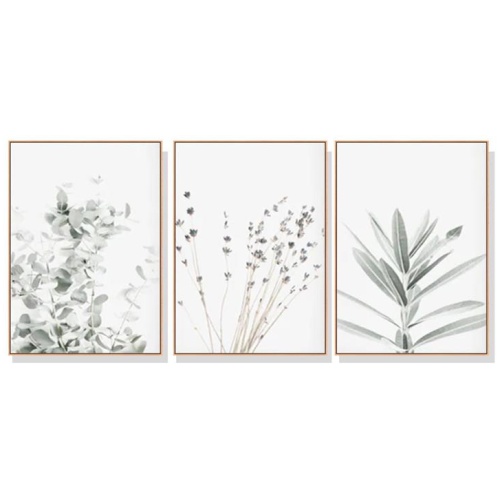 Wall Art 80cmx120cm Lavender Eucalyptus 3 Sets Wood Frame Canvas