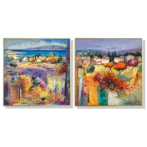 Wall Art 80cmx80cm Estate Italiana 2 Sets Gold Frame Canvas