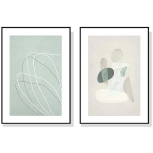 Wall Art 90cmx135cm Abstract body and lines 2 Sets Black Frame Canvas