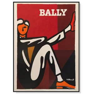 Wall Art 90cmx135cm Bally Man by Villemot Black Frame Canvas