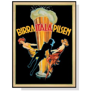 Wall Art 90cmx135cm Birra Itala Pilsen Black Frame Canvas