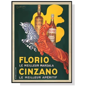 Wall Art 90cmx135cm Florio Cinzano Black Frame Canvas