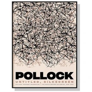 Wall Art 90cmx135cm Jackson Pollock Exhibition II Black Frame Canvas