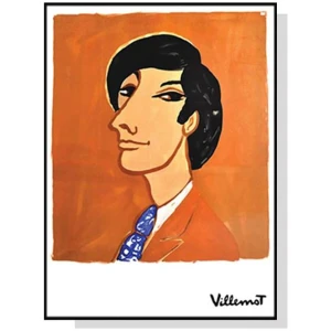 Wall Art 90cmx135cm Villemot 1971 Black Frame Canvas