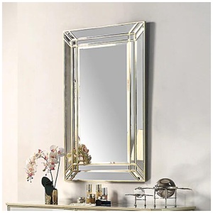 Wall Mirror MDF Construction Rectangular Shape Silver Colour