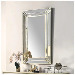 Wall Mirror MDF Construction Rectangular Shape Silver Colour