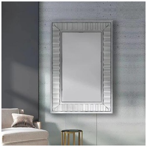 Wall Mirror MDF Silver Mirror Clear Image Rectangular Shape MRR-07