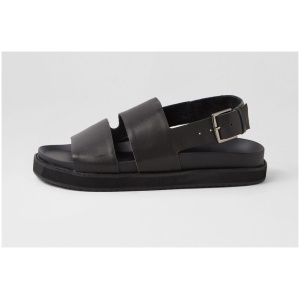 Walnut Frenchy Sandal Wa Black Leather Black Sandals Womens Shoes Casual Sandals Flat Sandals