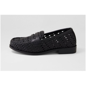 Walnut Harlow Loafer Wa Black Woven Fabric Black Woven Shoes Womens Shoes Casual Flat Shoes