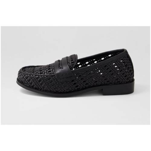 Walnut Harlow Loafer Wa Black Woven Fabric Black Woven Shoes Womens Shoes Casual Flat Shoes