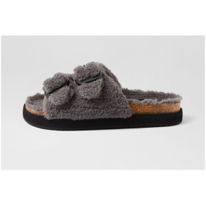 Walnut Molly Slide Wa Charcoal Fur Charcoal Sandals Womens Shoes Casual Sandals Flat Sandals