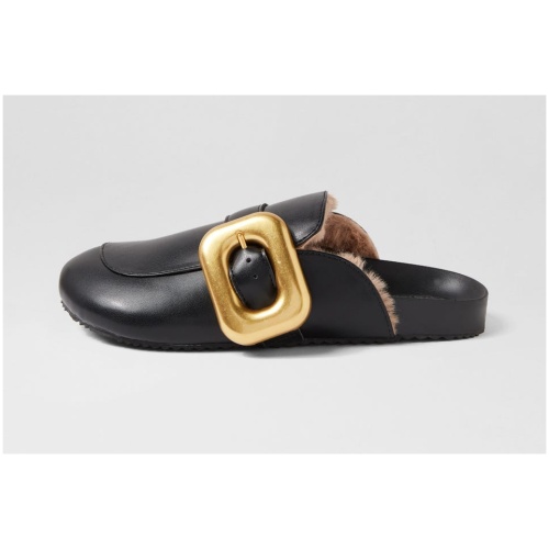 Walnut Priya Mule Wa Black Leather Black Shoes Womens Shoes Casual Flat Shoes