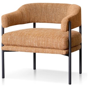 Walton Ginger Brown Fabric Armchair - Black Legs by Interior Secrets - AfterPay Available