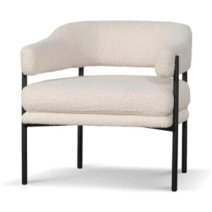Walton Ivory White Sherpa Armchair - Black Legs by Interior Secrets - AfterPay Available