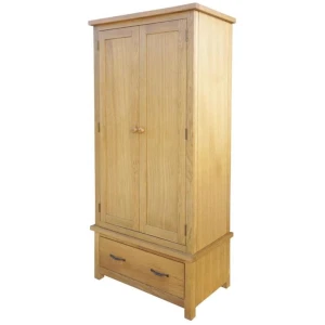 Wardrobe with 1 Drawer 90x52x183 cm Solid Oak Wood