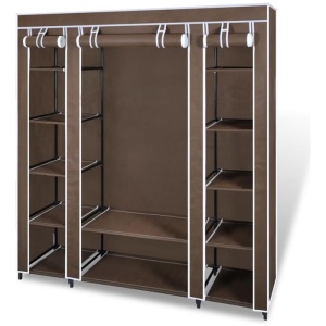 Wardrobe with Compartments and Rods 45x150x176 cm Brown Fabric