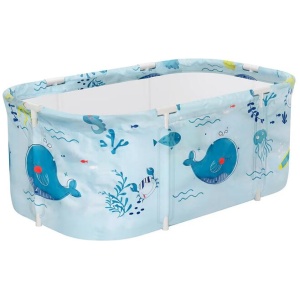 Weisshorn Foldable Bathtub PVC Spa Bucket Inflatable Cushion 113x61cm Blue