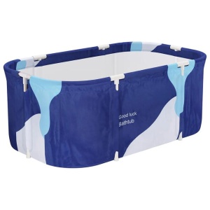Weisshorn Foldable Bathtub PVC Spa Bucket Inflatable Cushion 114x62cm Navy Blue
