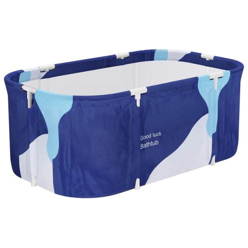Weisshorn Foldable Bathtub PVC Spa Bucket Inflatable Cushion 114x62cm Navy Blue