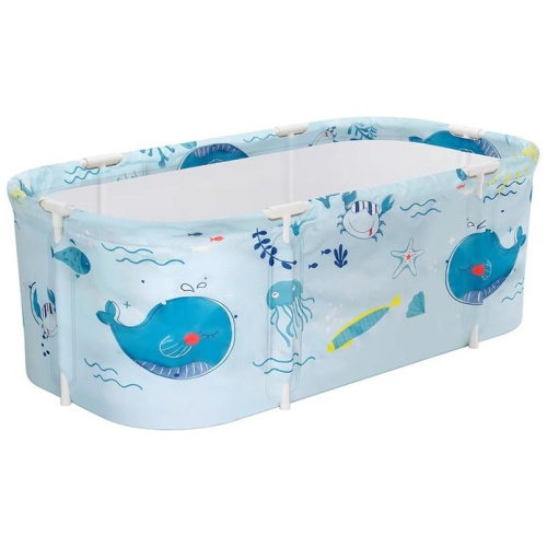 Weisshorn Foldable Bathtub PVC Spa Bucket Inflatable Cushion 132x65cm Blue
