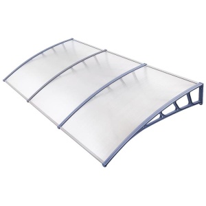 Window Door Awning Canopy 1.5mx3m Transparent Sheet Grey Plastic Frame