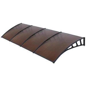 Window Door Awning Canopy 1.5mx4m Brown Sheet Black Plastic Frame