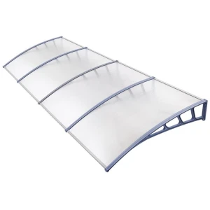 Window Door Awning Canopy 1.5mx4m Transparent Sheet Grey Plastic Frame