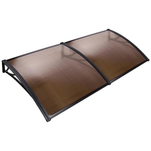 Window Door Awning Canopy 1mx2m Brown Sheet Black Plastic Frame