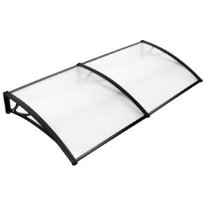 Window Door Awning Canopy 1mx2m Transparent Sheet Black Plastic Frame
