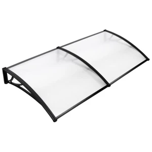 Window Door Awning Canopy 1mx2m Transparent Sheet Black Plastic Frame