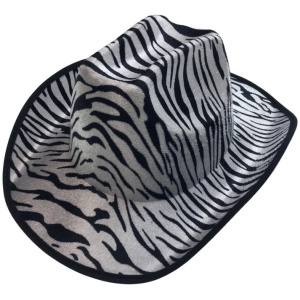 ZEBRA HAT Adult Cowboy Print Wild West Costume Party Fancy Dress Fedora